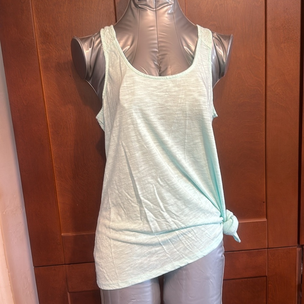 Mint green Side knot tie tank long butt covering high low